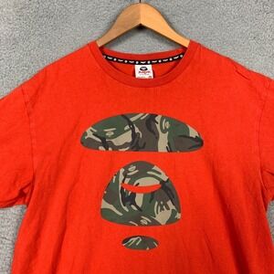 AAPE by A Bathing Ape T-Shirt‎ Men's XL Red Orange Camo Graphic Crewneck Cotton
